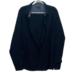 London fog black button up collared long sleeve shirt